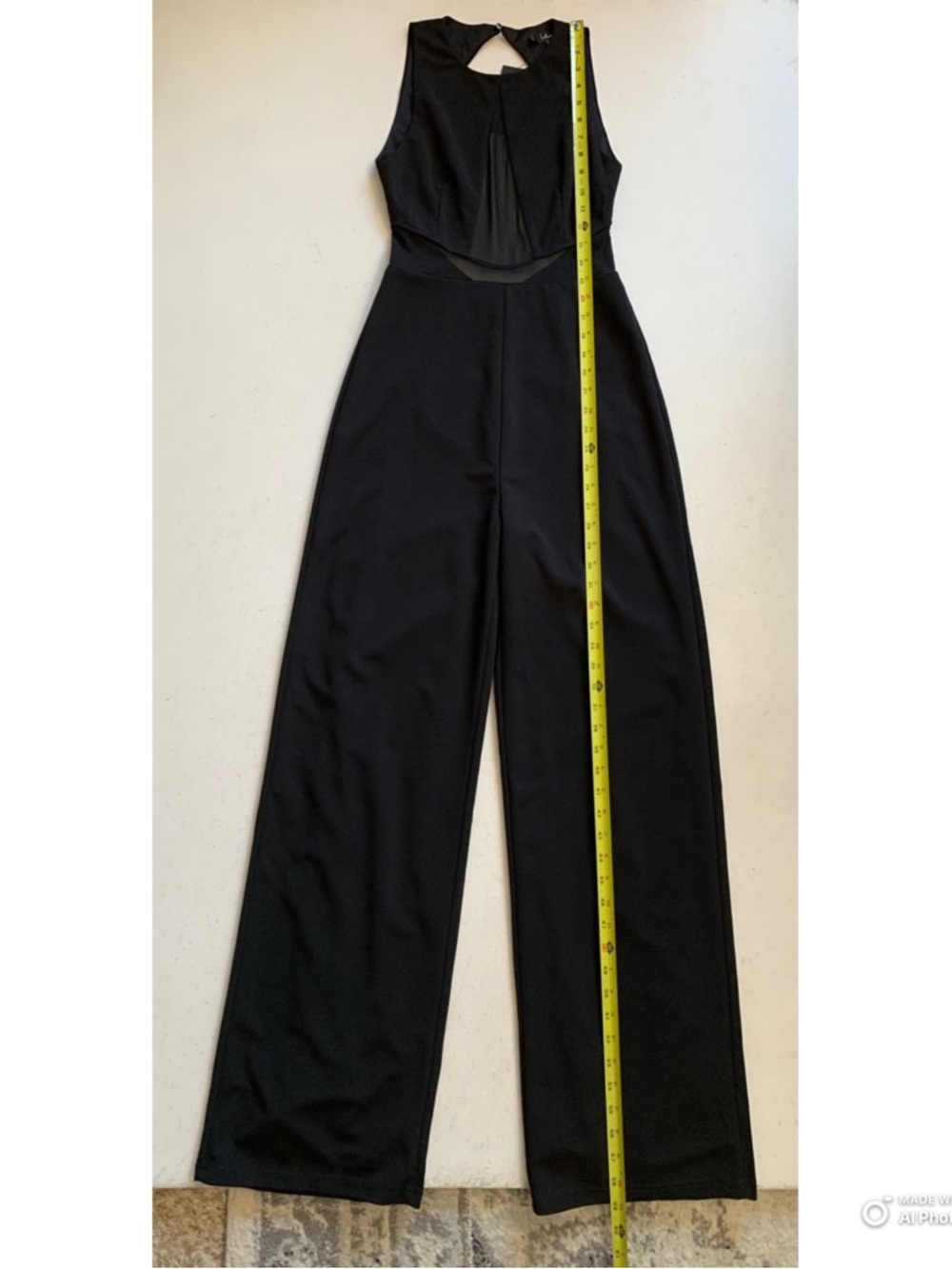 Lulus Small Alluring Perfection Black Mesh Cutout Backless Jumpsuit NWT Formal - Picture 17 of 17